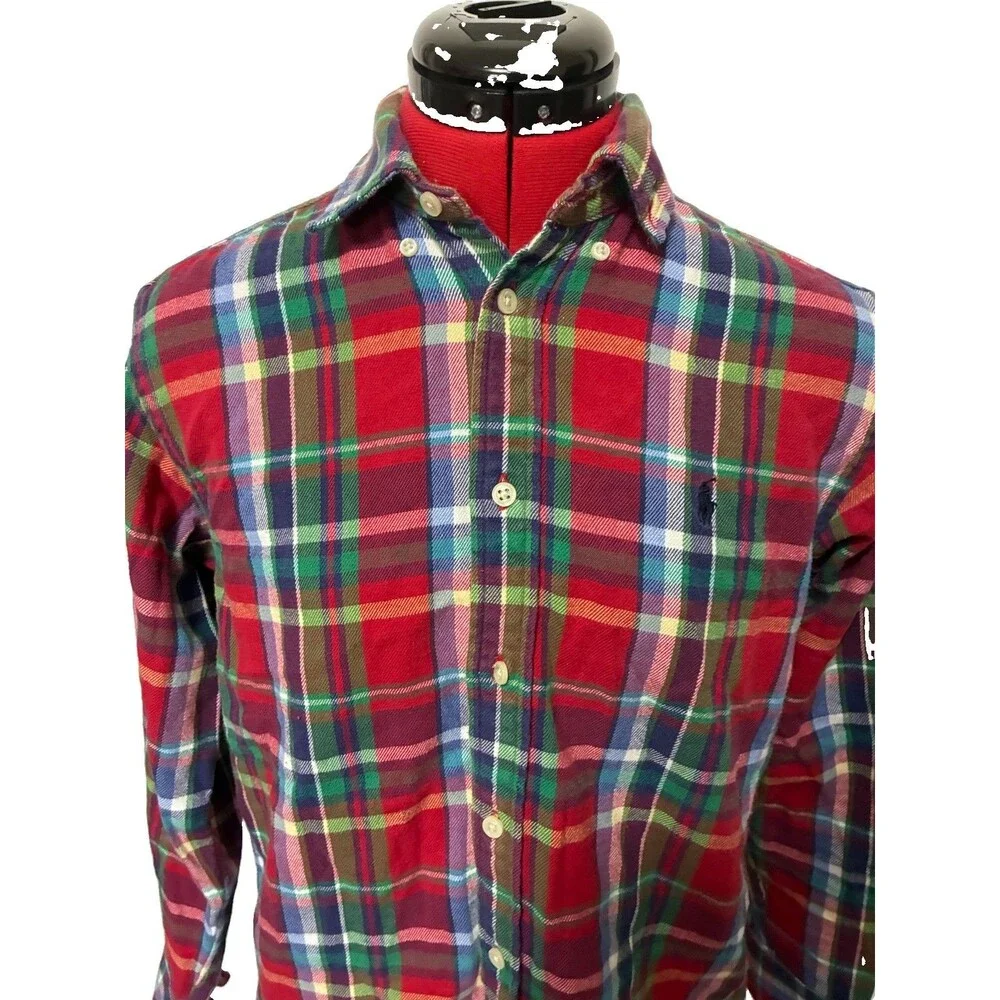Ralph Lauren Red Plaid Flannel Long Sleeve Boys Size 14/16